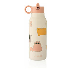 Liewood - Botella de agua de acero inoxidable Falk - 350 ml | Cats and Dogs/Sandy