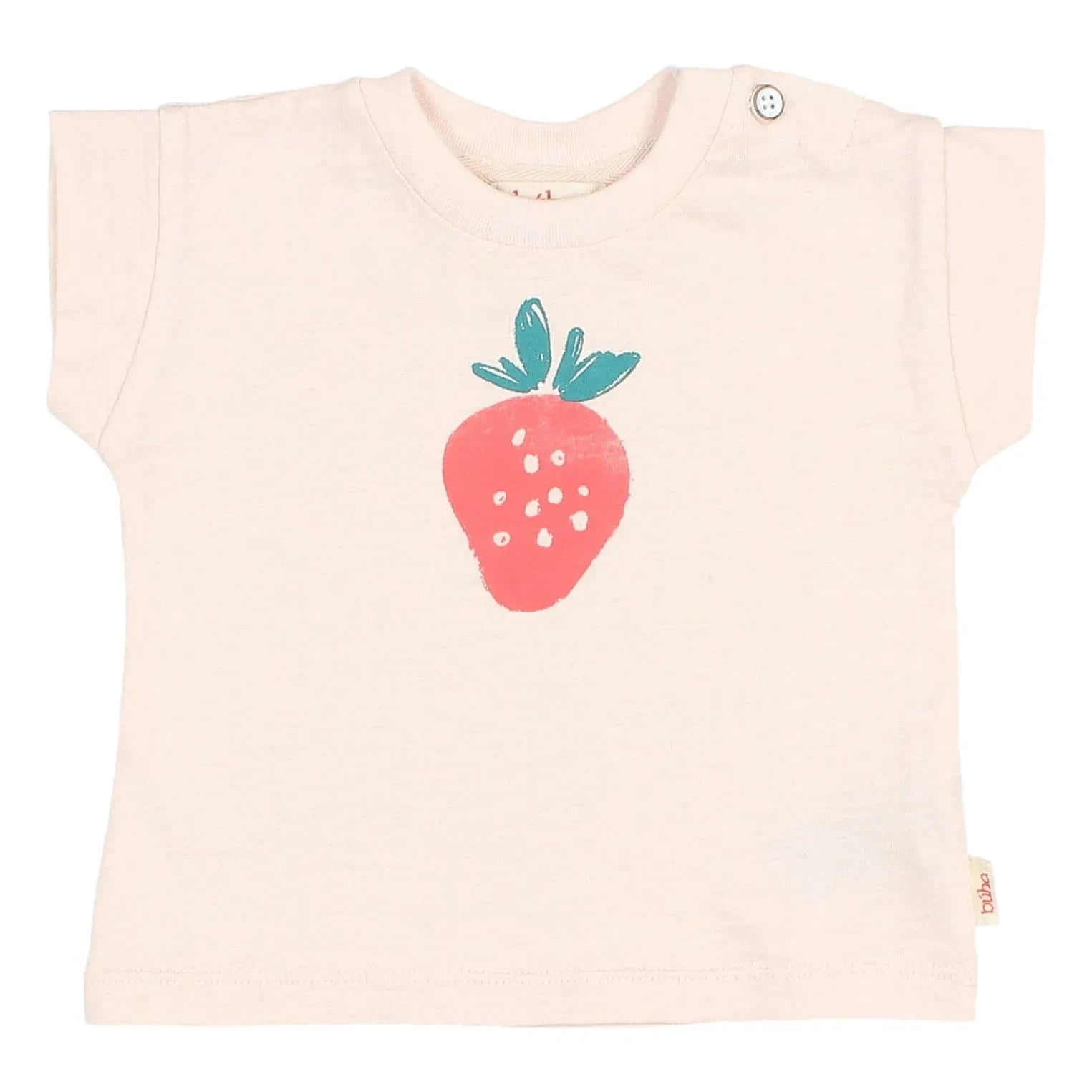 Búho - Camiseta de bebé de algodón orgánico con fresas | Rosa pálido