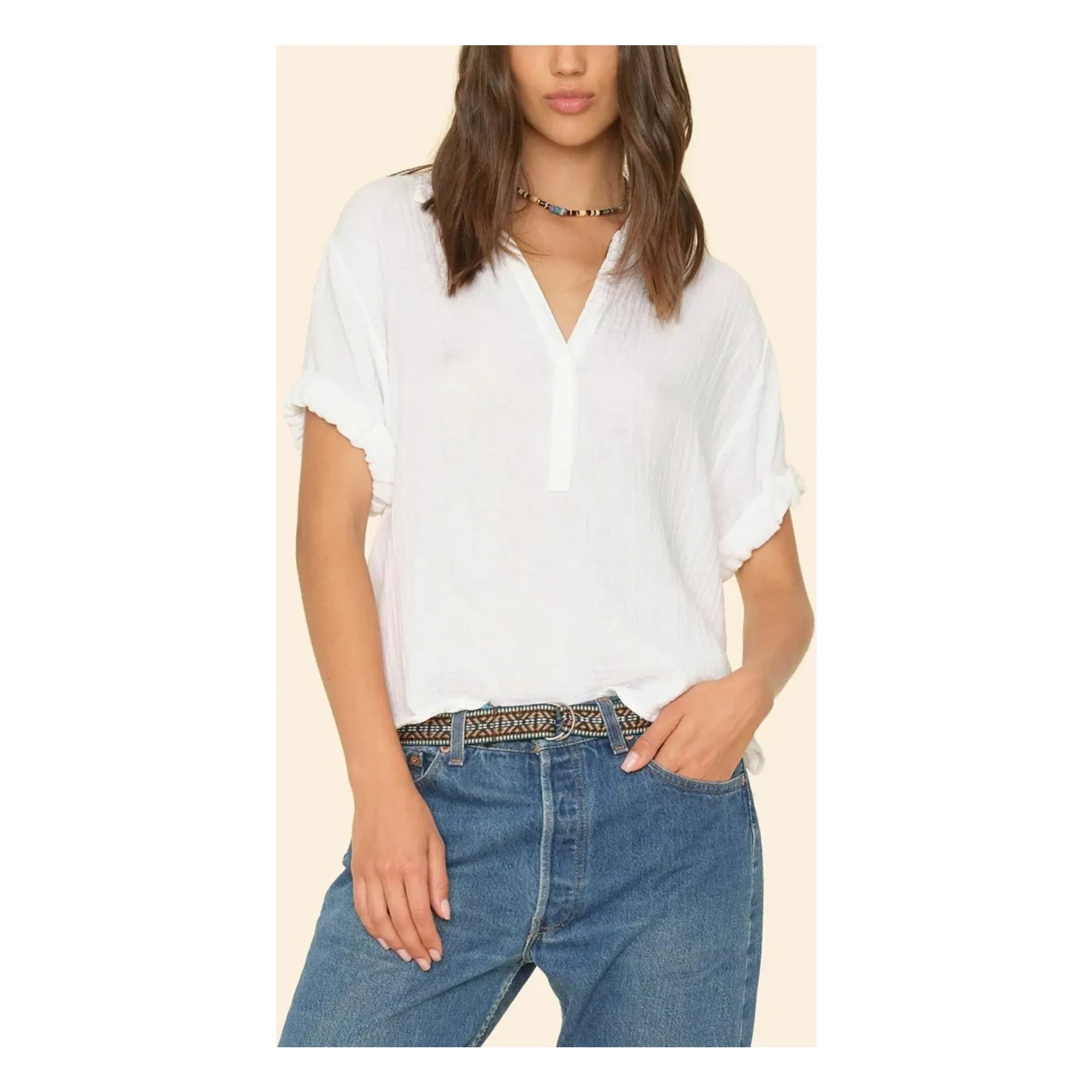 Xirena - Blusa de muselina de algodón Cruz | Blanco