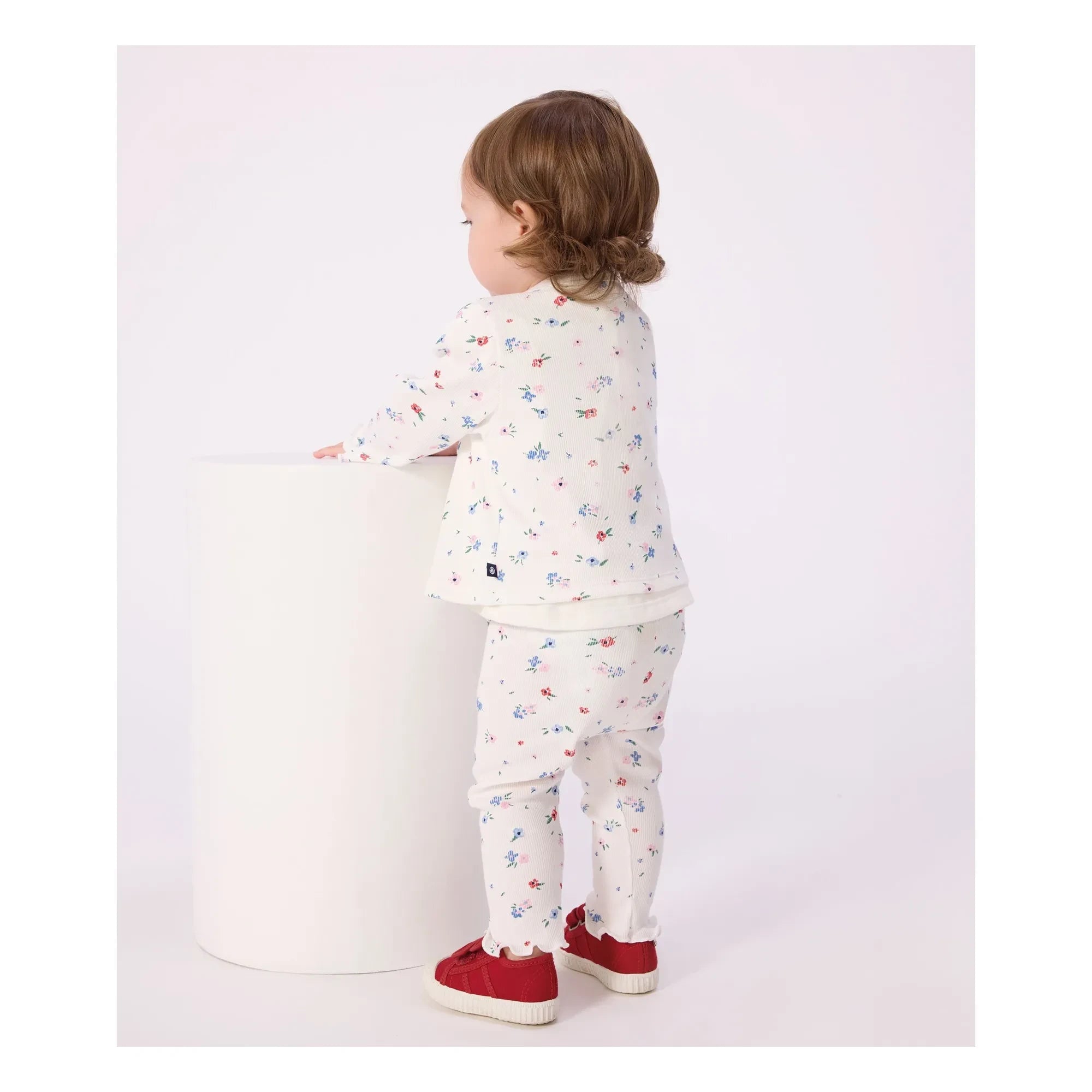 Petit Bateau - Leggings acanalados con estampado floral | Blanco