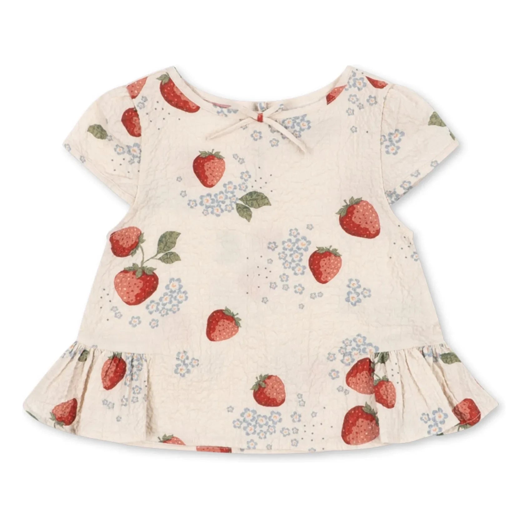 Konges Sløjd - Camiseta con volantes de algodón orgánico Ava Strawberry | Beige