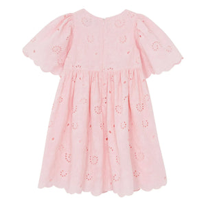 Tartine et Chocolat - Vestido de manga abullonada con flores bordadas | Rosa empolvado