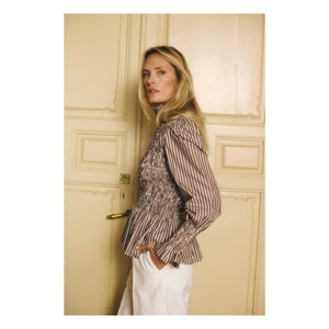 Maria de la Orden - Blusa de Rayas Aleria Algodón | Marrón