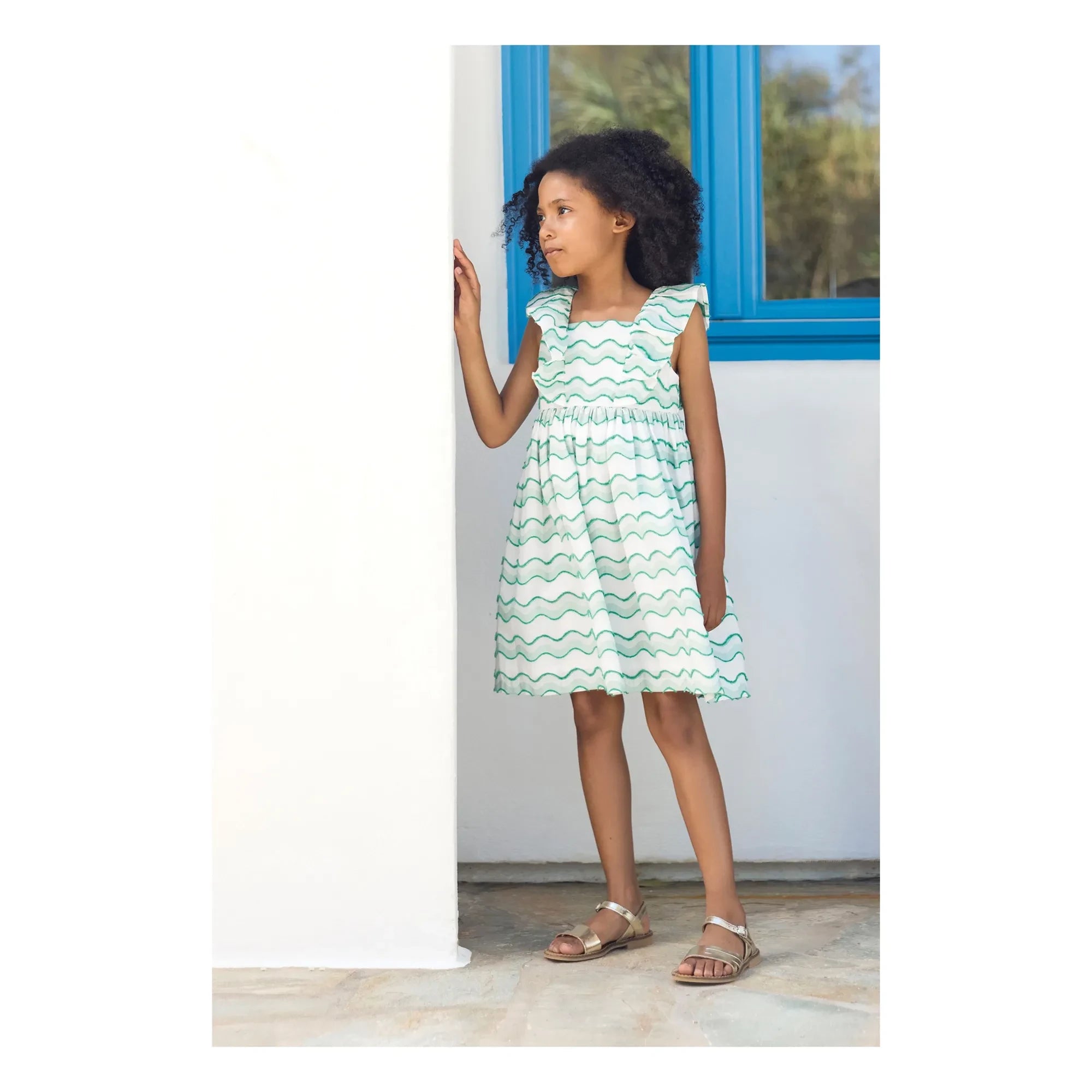 Tartine et Chocolat - Vestido con estampado de olas | Verde