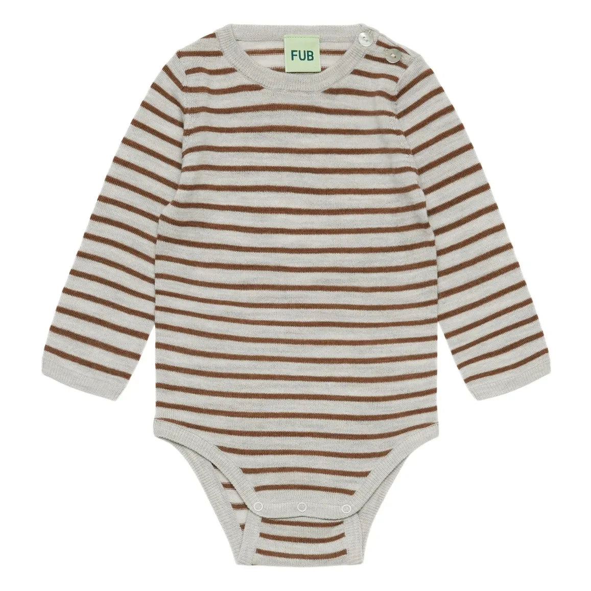 FUB - İnce Örgü Merinos Yünü Çizgili Body | Kahverengi