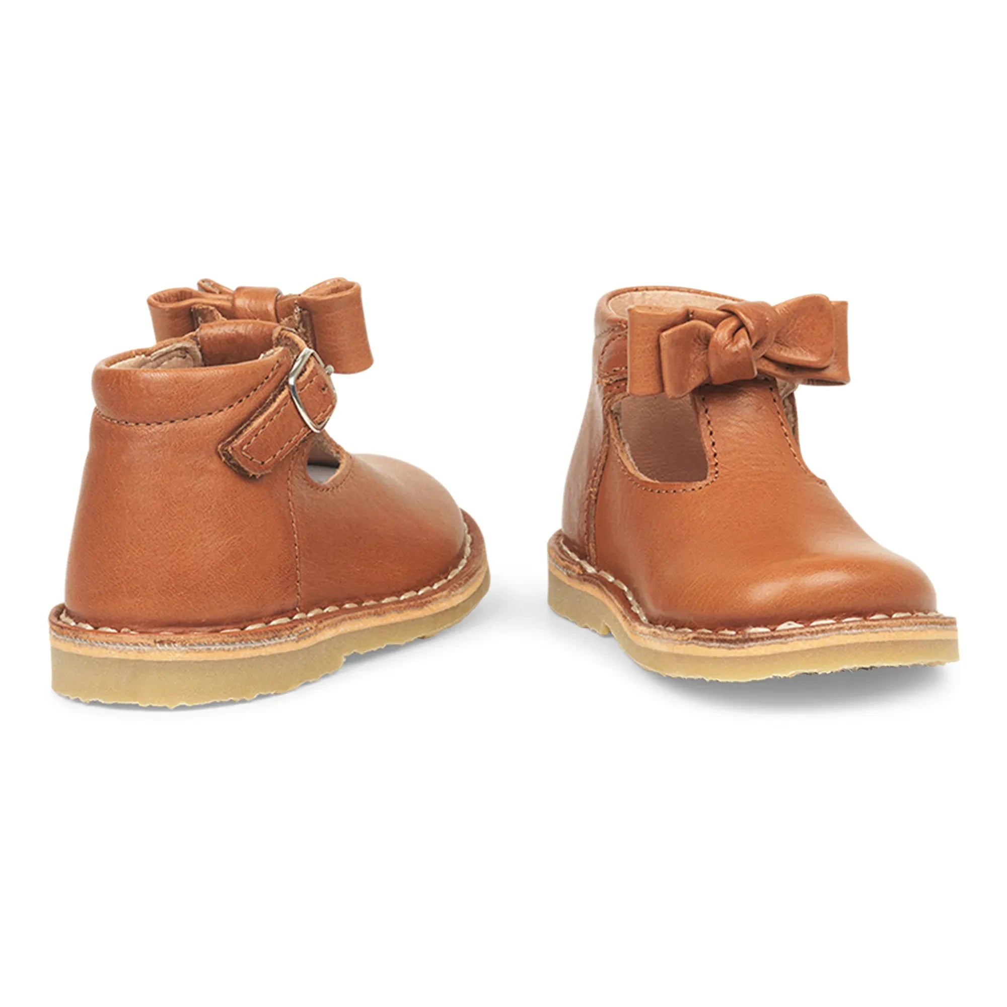 Petit Nord - Zapatos T-Bar con lazo para bebé | Coñac