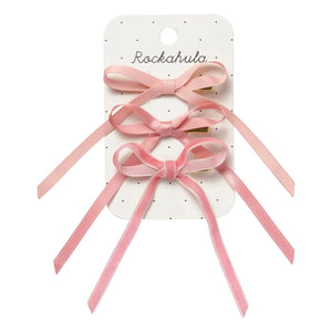 Rockahula Kids - Set de 3 lazos de satén para el pelo | Rosa