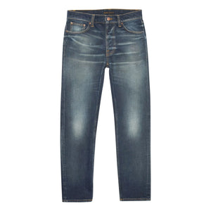 Nudie Jeans - Vaqueros de algodón Solid Ollie Lost Light | Gris azulado pálido