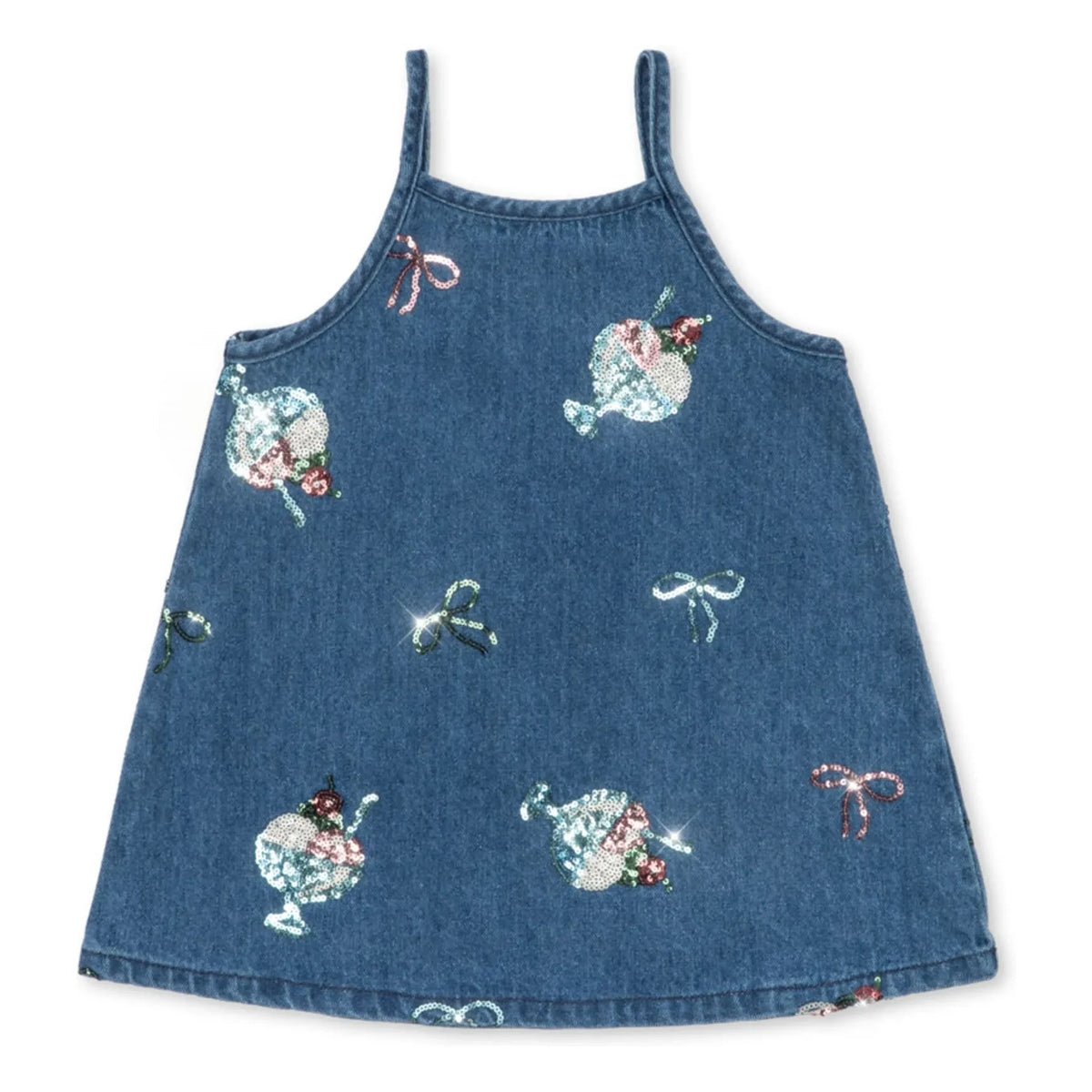 Konges Sløjd - Vestido vaquero con lentejuelas, modelo Magot Glaces de algodón orgánico | Azul