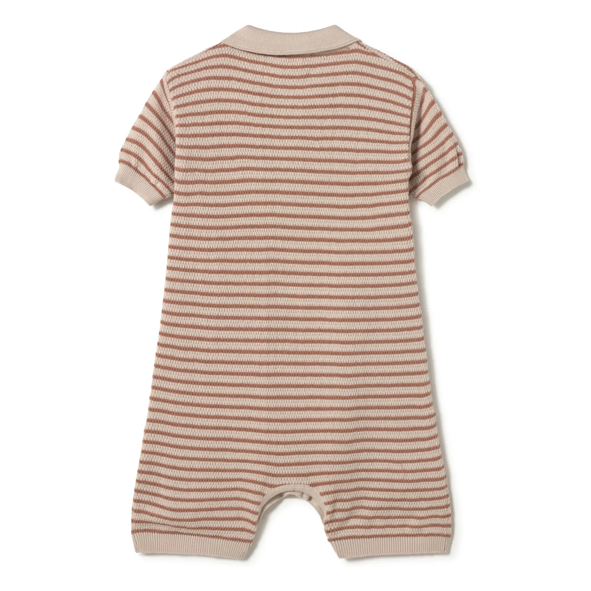 Coco au Lait - Mono corto de textura de algodón orgánico con cuello tipo polo | Beige