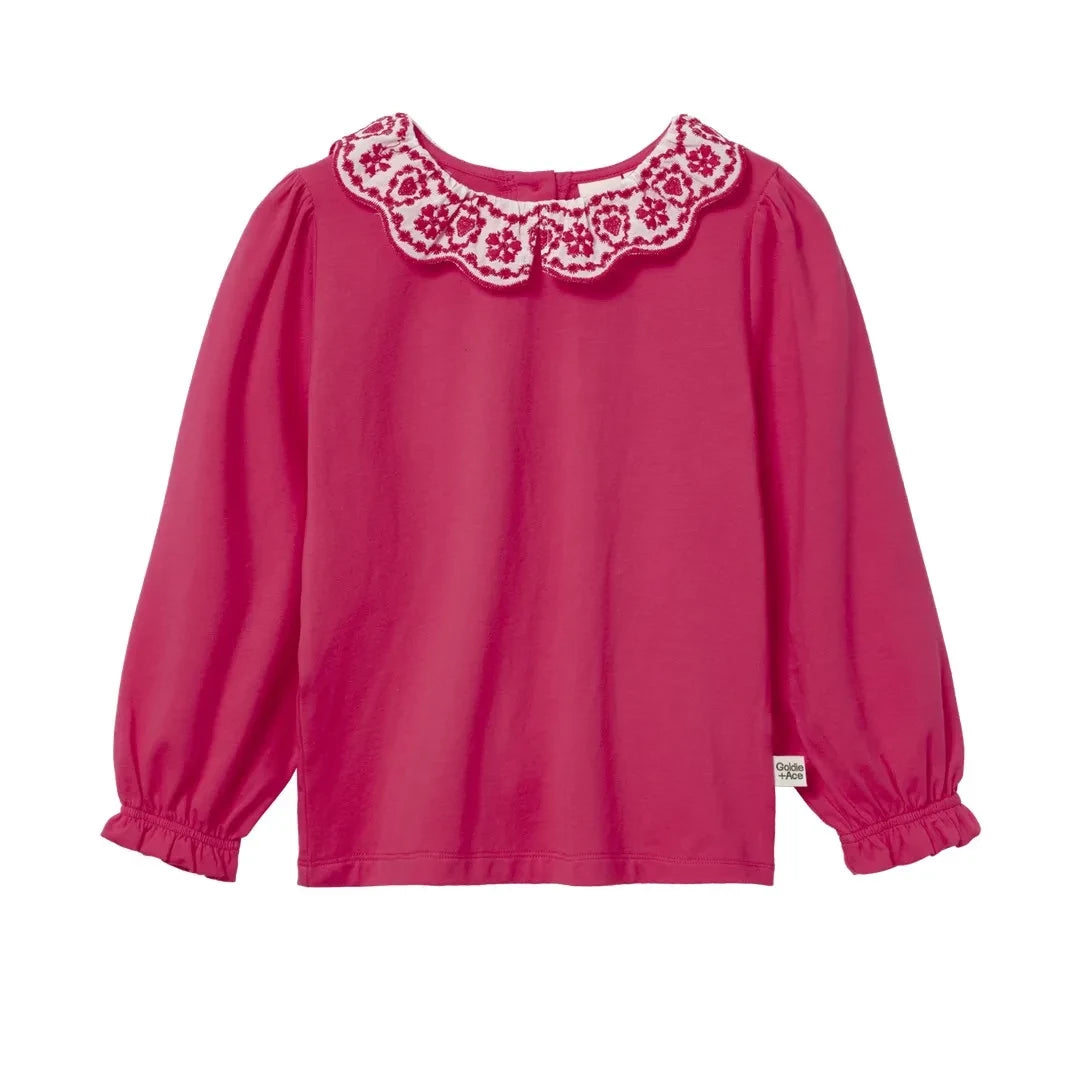 Goldie + Ace - Blusa Bordada | Fucsia