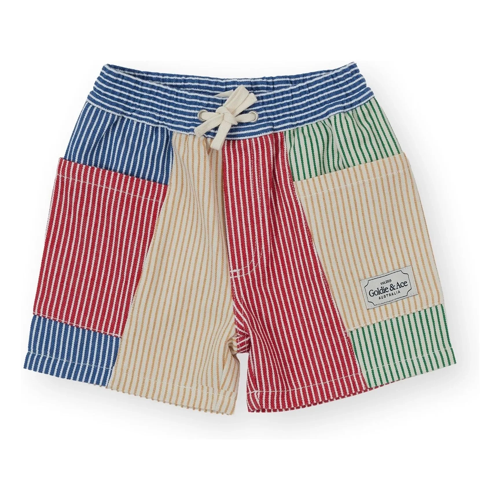 Goldie + Ace - Pantalones cortos con parches a rayas | Rojo