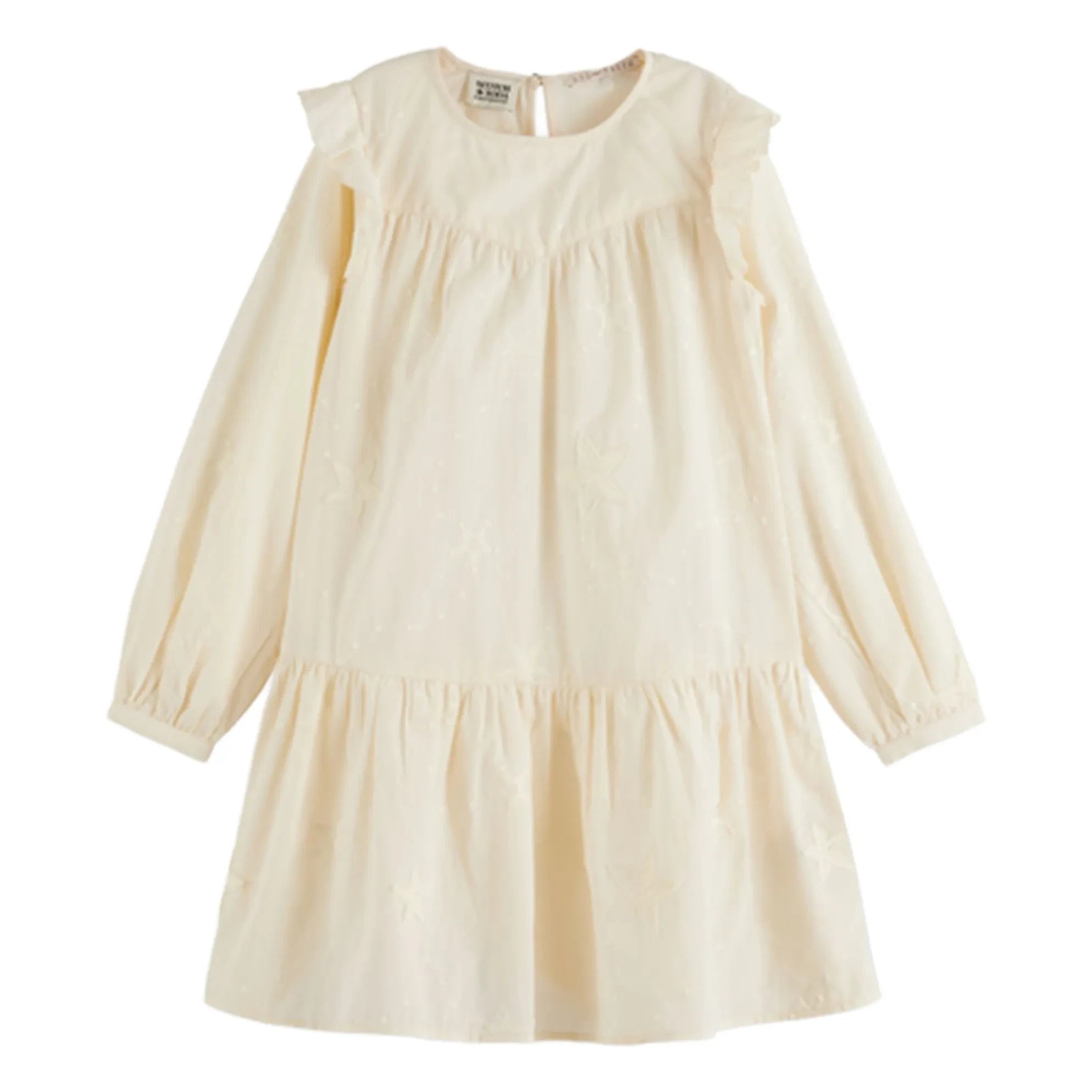 Scotch & Soda - Vestido Evasé Bordado con Volantes | Crudo