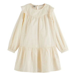 Scotch & Soda - Vestido Evasé Bordado con Volantes | Crudo