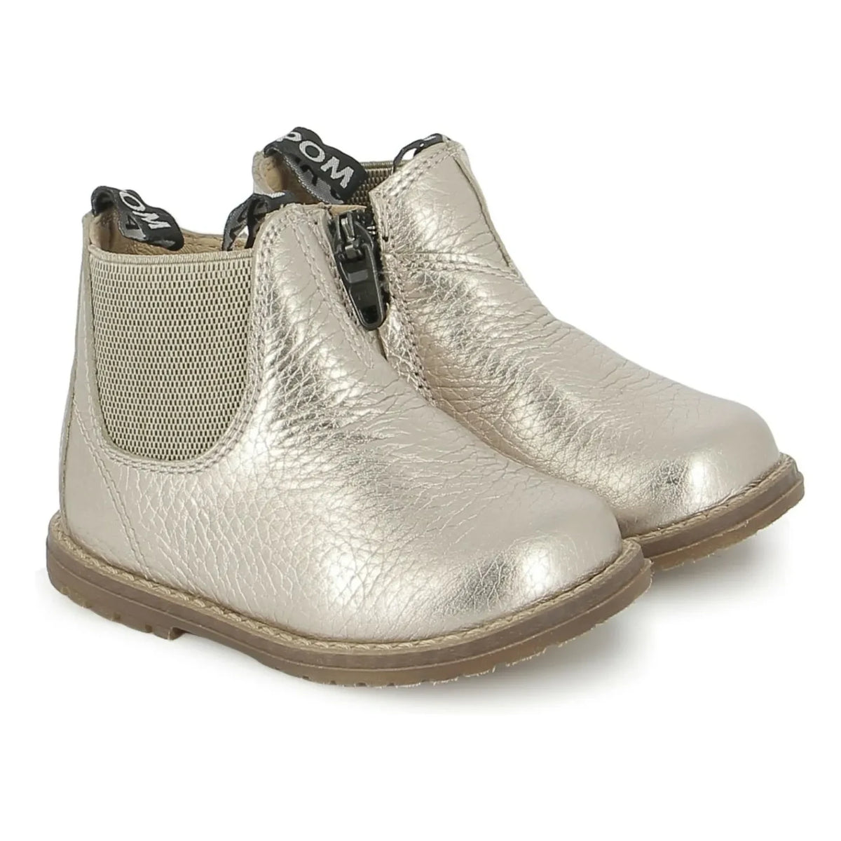 Botines de piel granulada con cremallera Pom d'Api - Bob Jod | Dorado