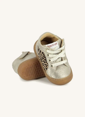 Pom d'Api - Yaka Yıldız Leopar Işıltılı Sneakers | Gümüş