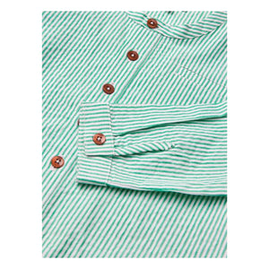 Copenhagen Colors - Camisa de algodón orgánico con textura a rayas | Turquesa