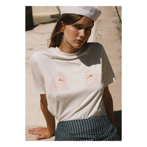 The Tiny Big Sister - Camiseta conejo de algodón orgánico | Blanco roto