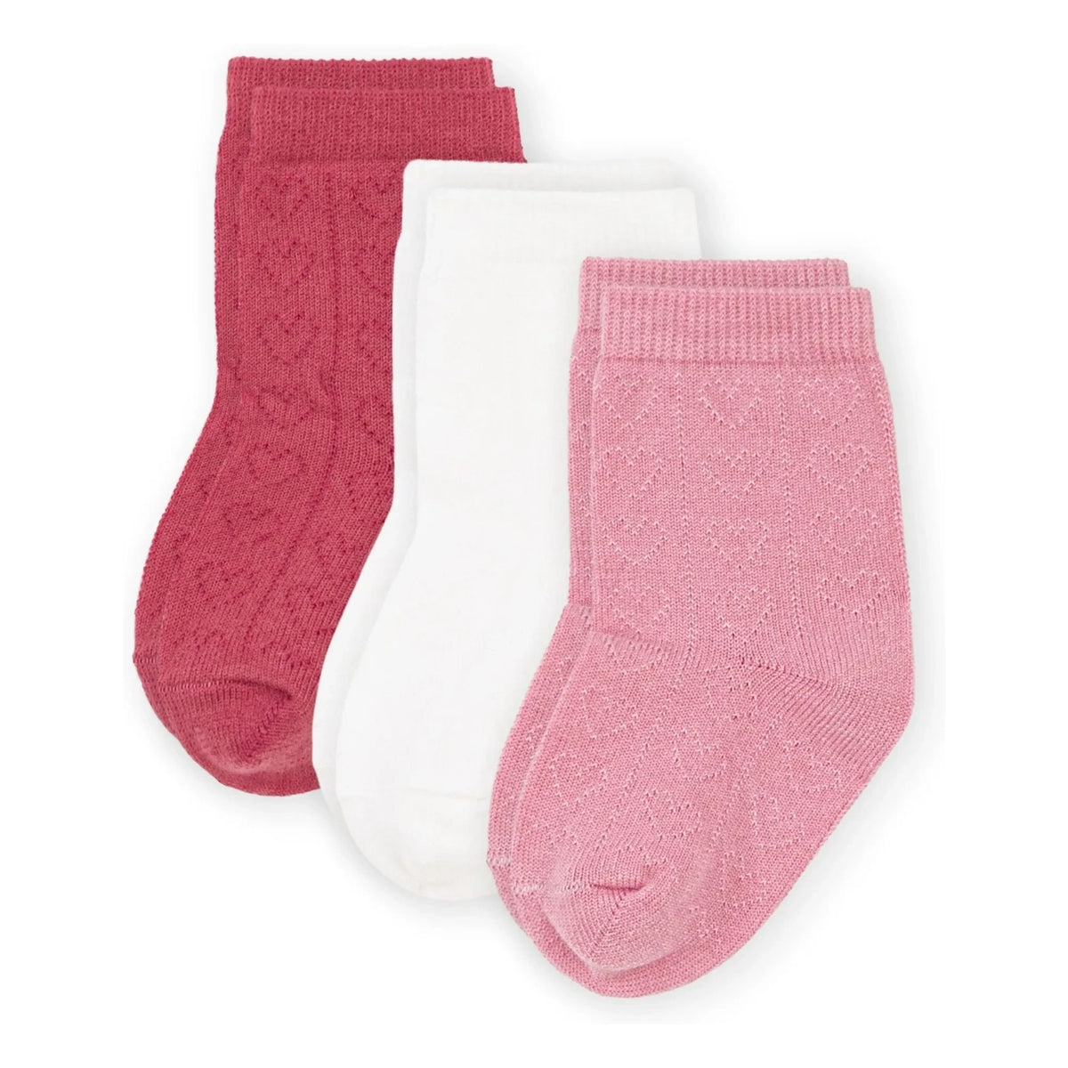 Petit Bateau - Set de 3 pares de calcetines abiertos con corazón | Rosa