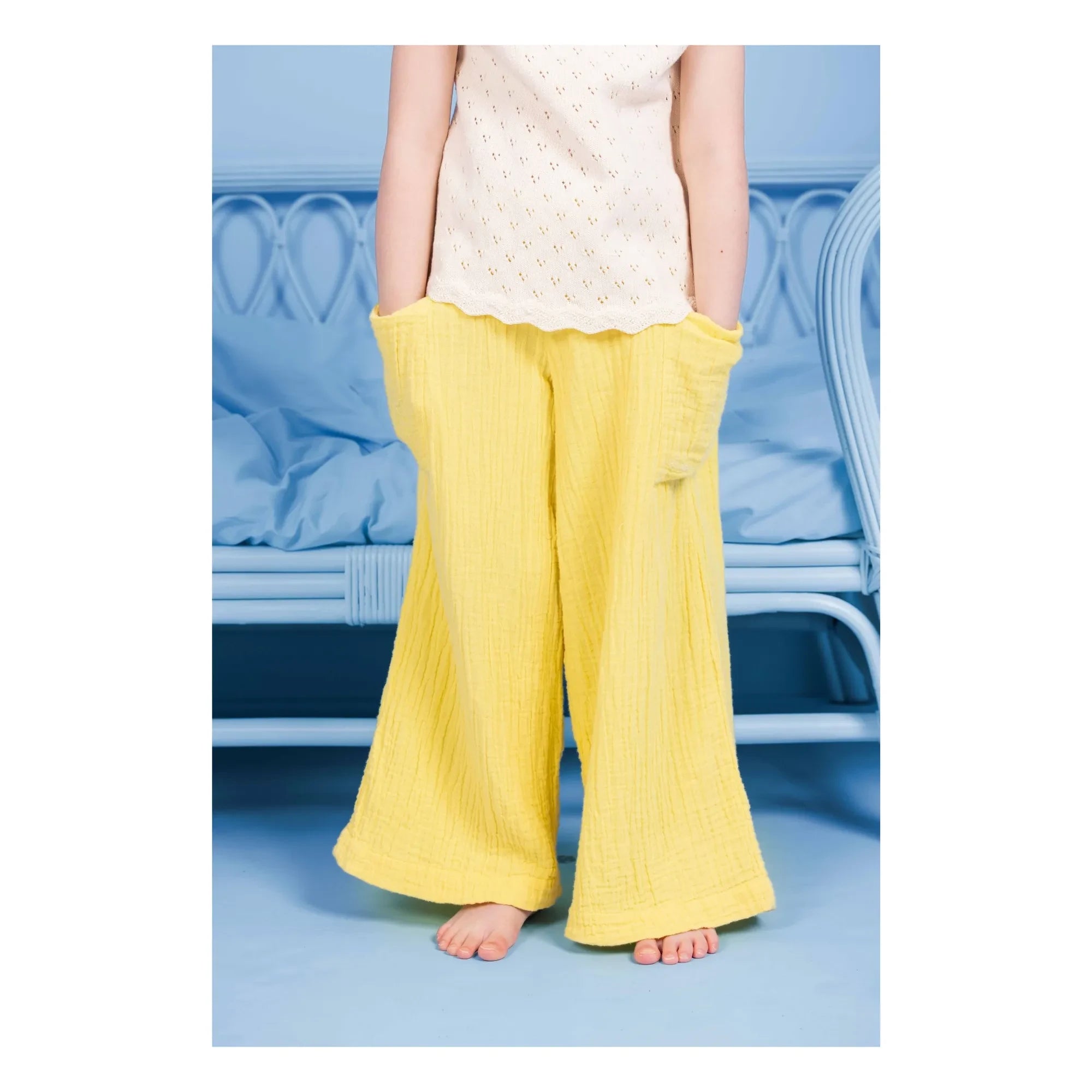 Bonton - Pantalón de Gasa de Algodón con Bolsillos Lauren | Amarillo