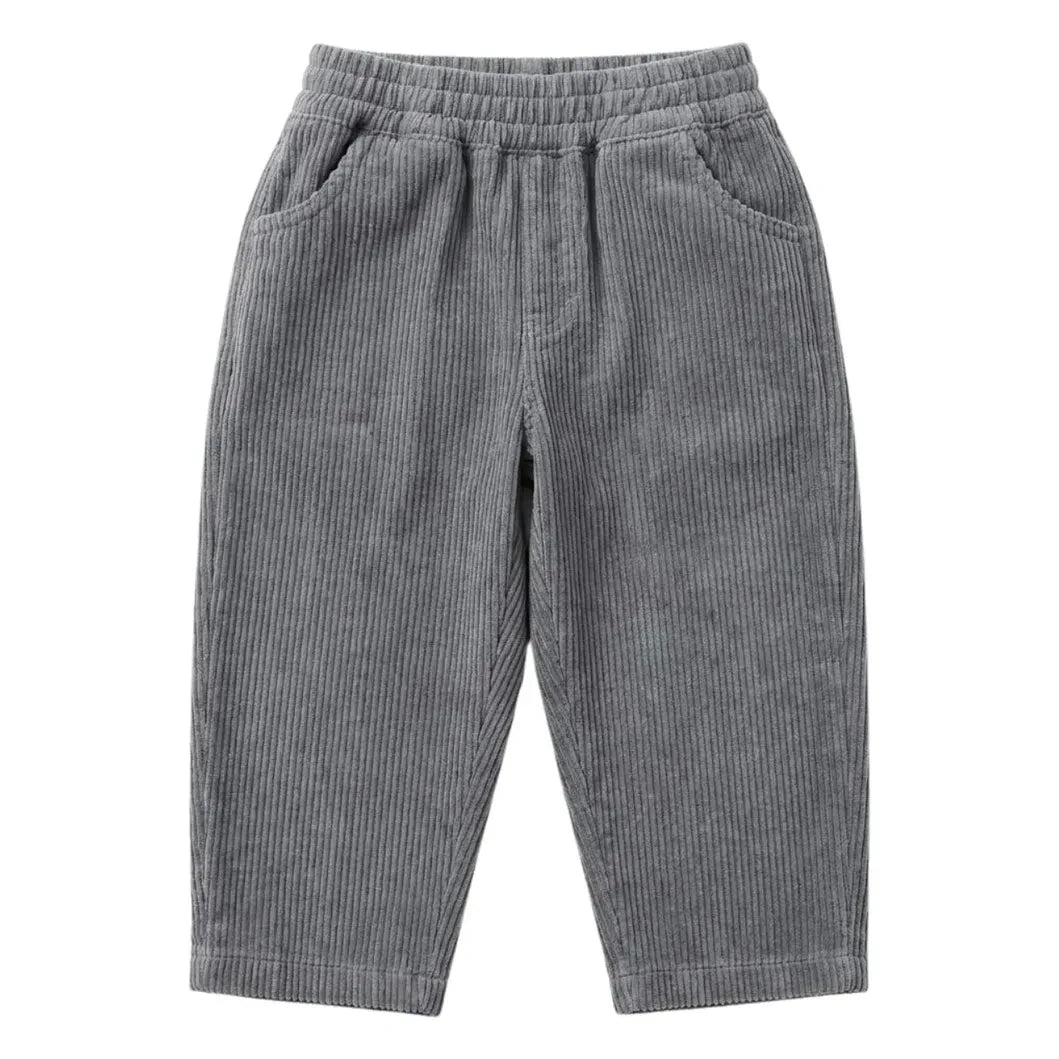 Studio Bohème - Pantalón tipo zanahoria de pana canalé de algodón orgánico | Gris azulado