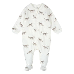 Petit Lem - Pijama de leopardo de algodón orgánico | Blanco
