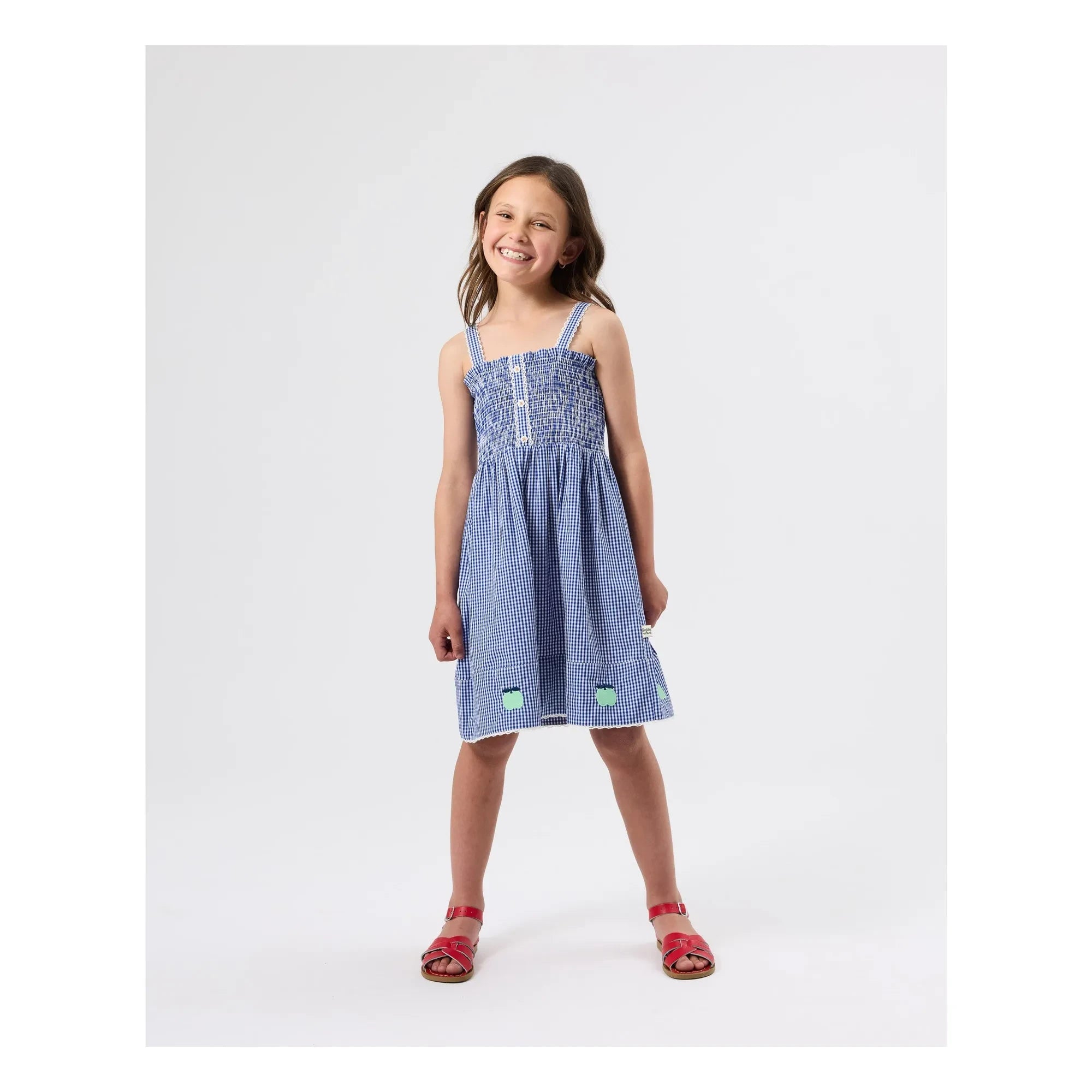Goldie + Ace - Vestido Gingham Fruncido | Azul