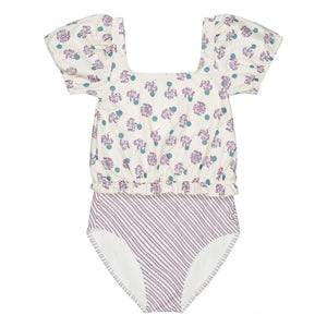 Soor Ploom - Bañador Rosalía de fibra reciclada con estampado floral | Blanco