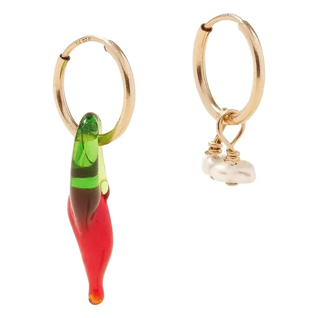 Camille Colette Studio - Pendientes Pimiento y Perlas | Rojo