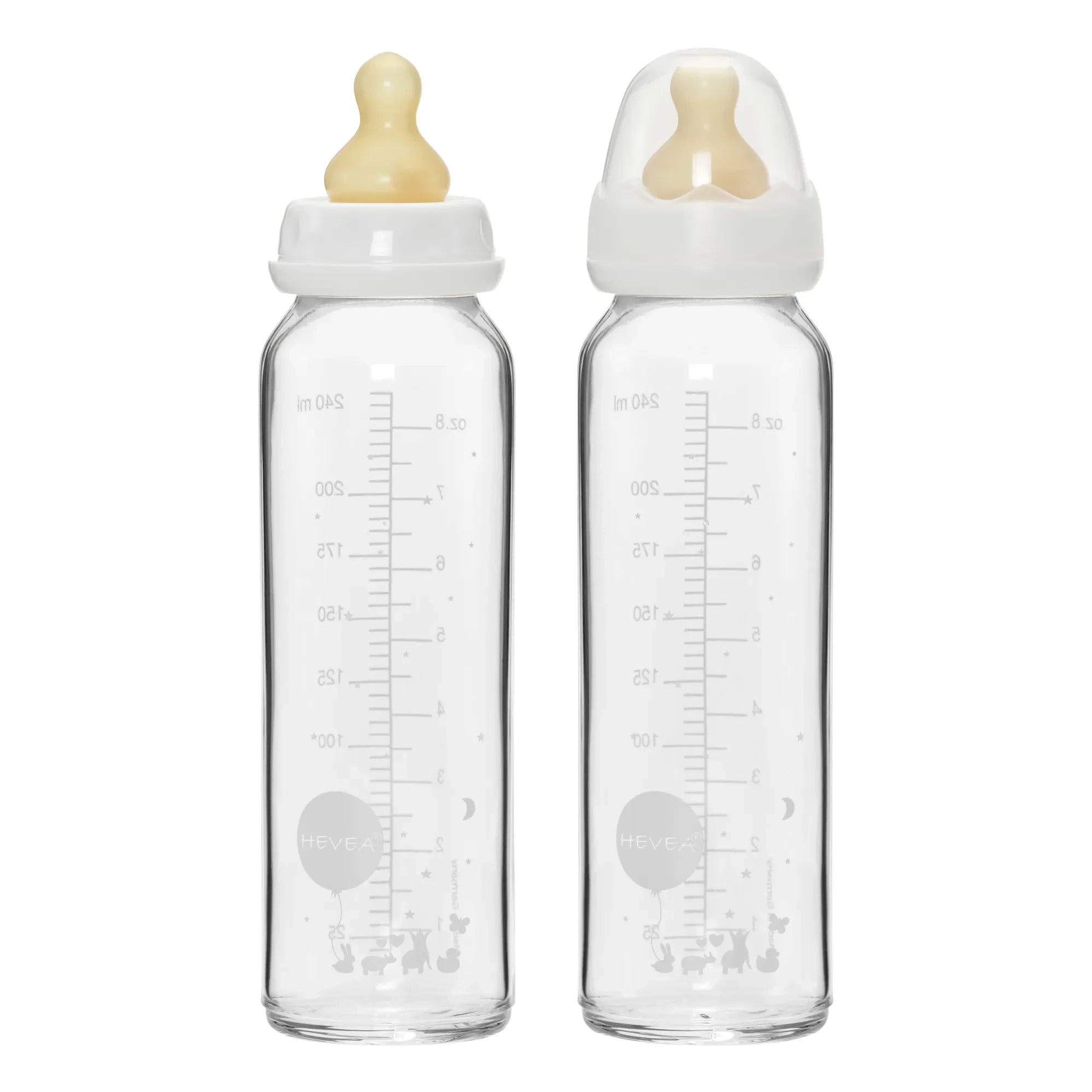 Hevea - Biberón de vidrio para bebé de 240 ml - Set de 2 unidades