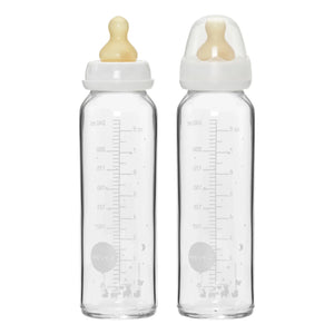 Hevea - Biberón de vidrio para bebé de 240 ml - Set de 2 unidades