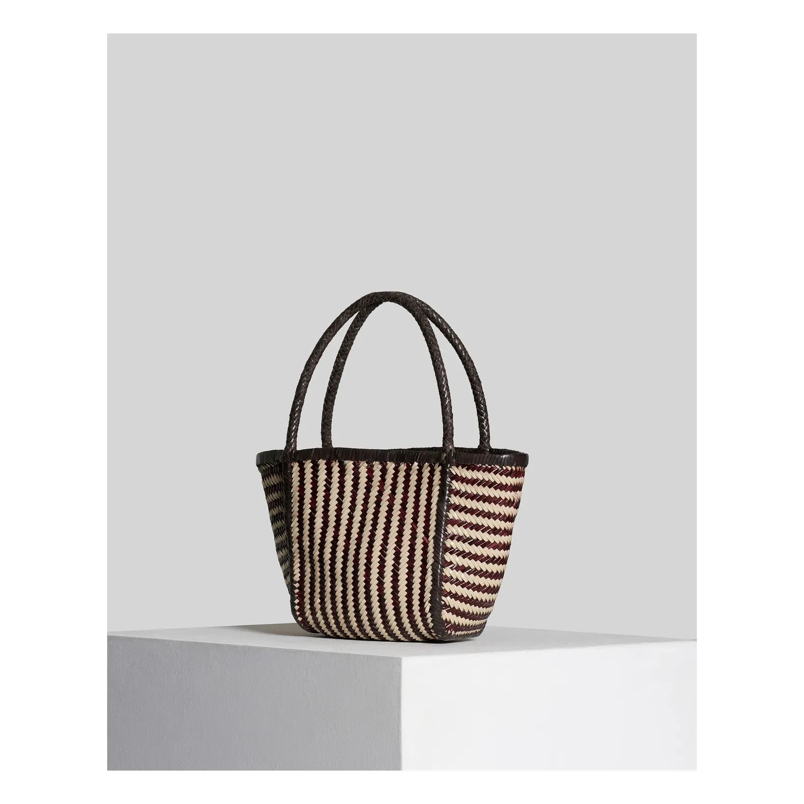 Vipera - Bolso de piel a rayas color rubí | Marfil