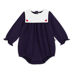 Petit Bateau - Çıtçıt yaka organik pamuklu tulum | Gece mavisi