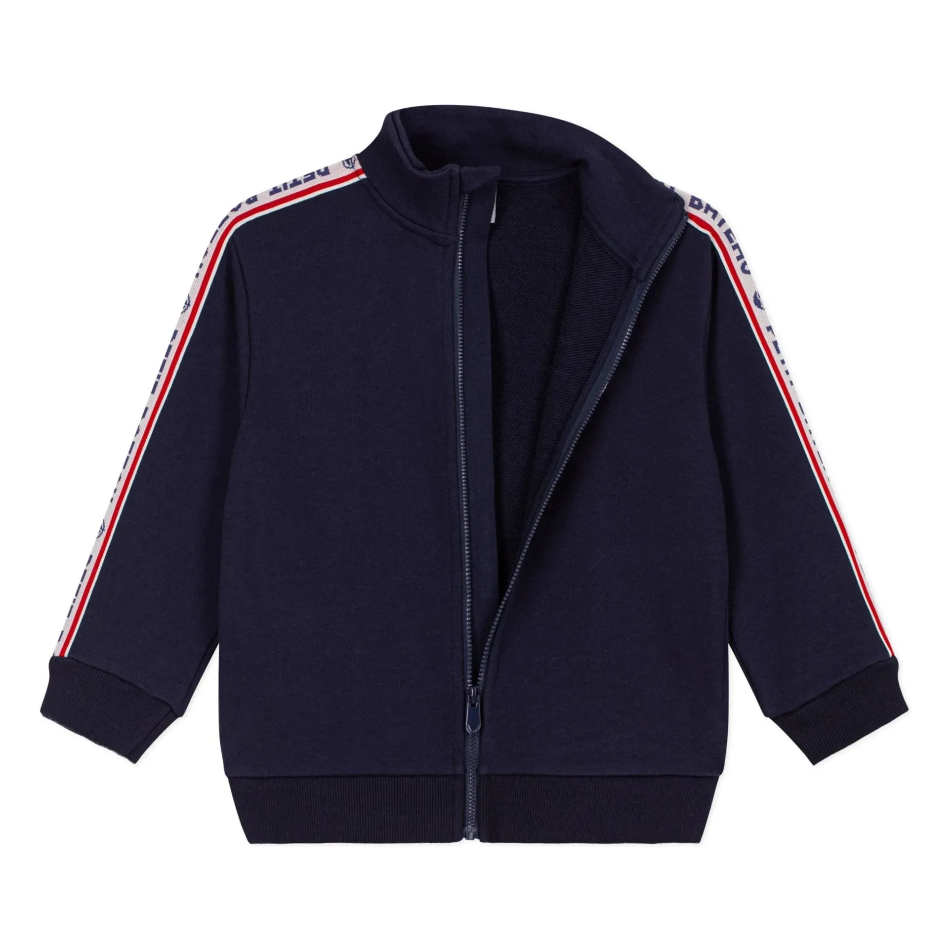 Petit Bateau - Sudadera con cremallera y rayas de contraste | Azul noche