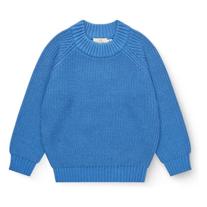 Copenhagen Colors - Suéter de algodón orgánico acanalado | Azul cerúleo