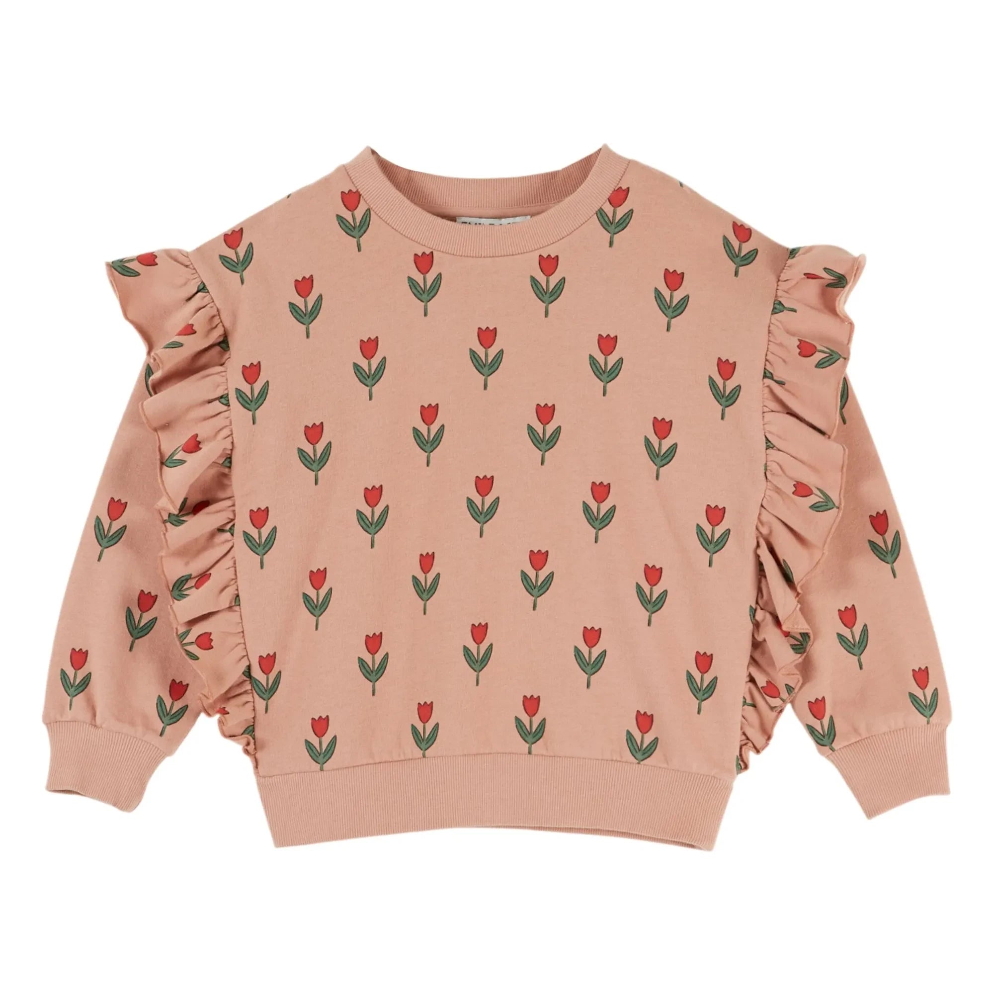Emile et Ida - Sudadera de algodón orgánico con volantes y estampado floral | Rosa