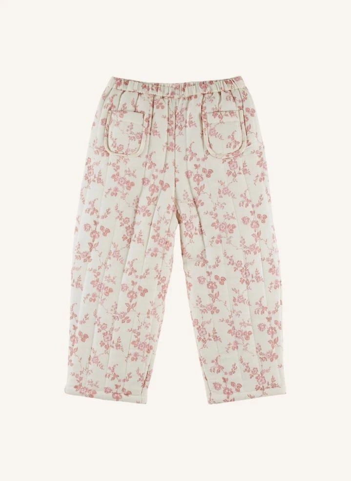 Emile et Ida - Pantalón acolchado con estampado de flores de algodón orgánico | Crudo