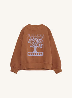True Artist - Ex Libris organik pamuklu sweatshirt | Kahverengi