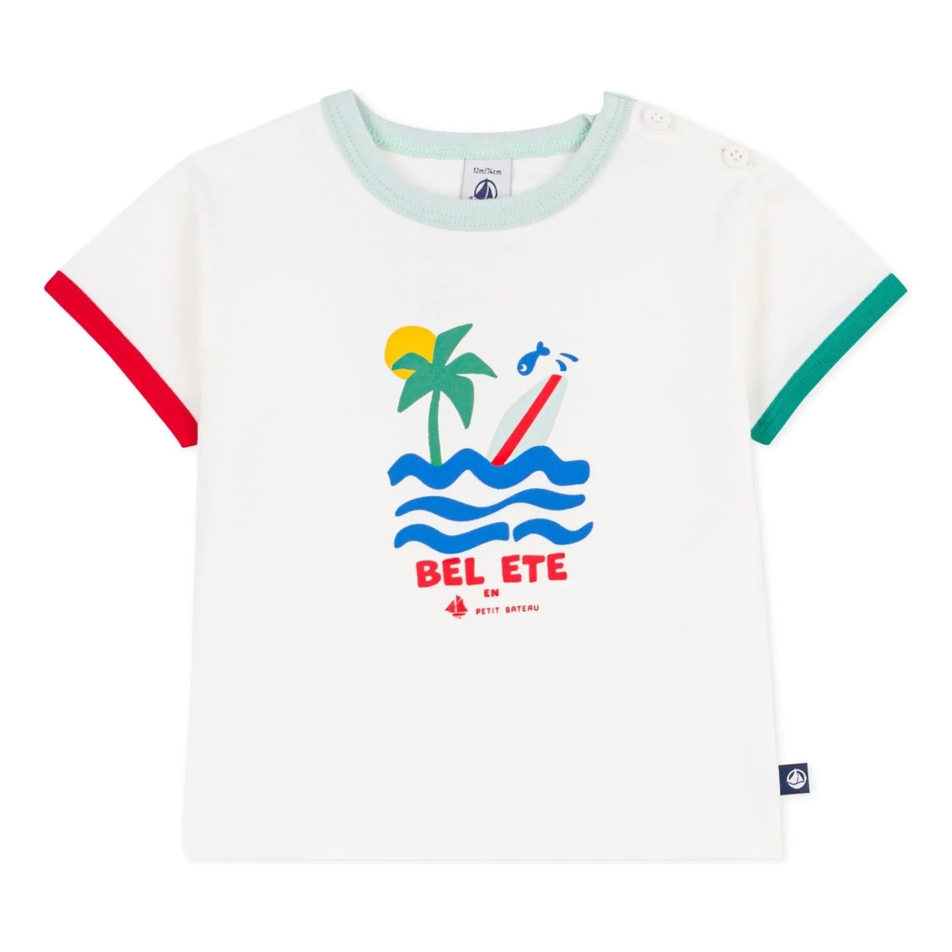 Petit Bateau - Camiseta Contraste Algodón Orgánico Bel Eté | Blanco