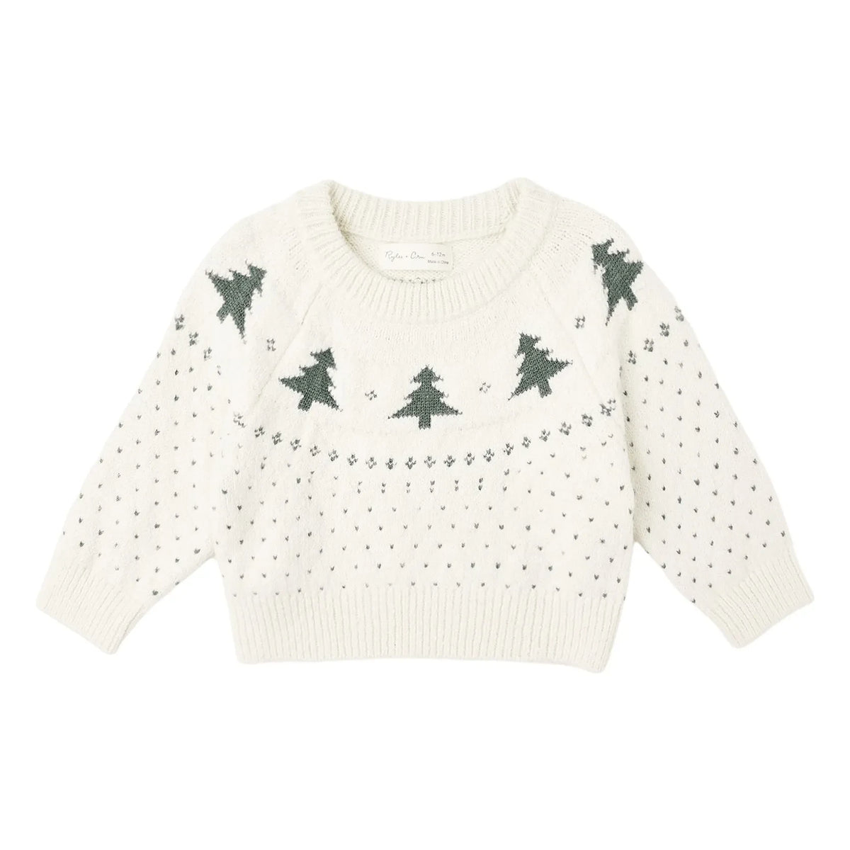Rylee + Cru - Jersey de punto Fair Isle con árbol | Crudo