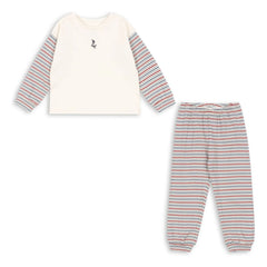 Konges Sløjd - Conjunto de camiseta y pantalón de algodón orgánico a rayas Gio | Crudo