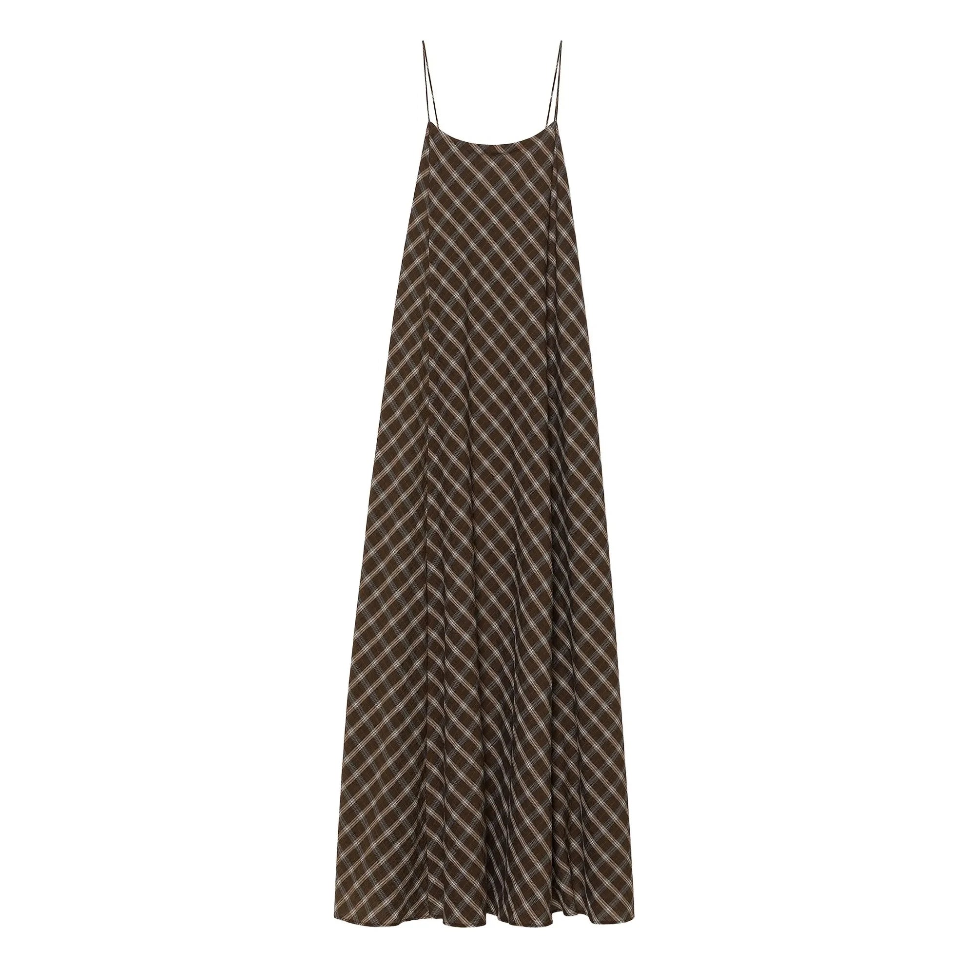 Pomandère - Vestido de cuadros de algodón | Chocolate