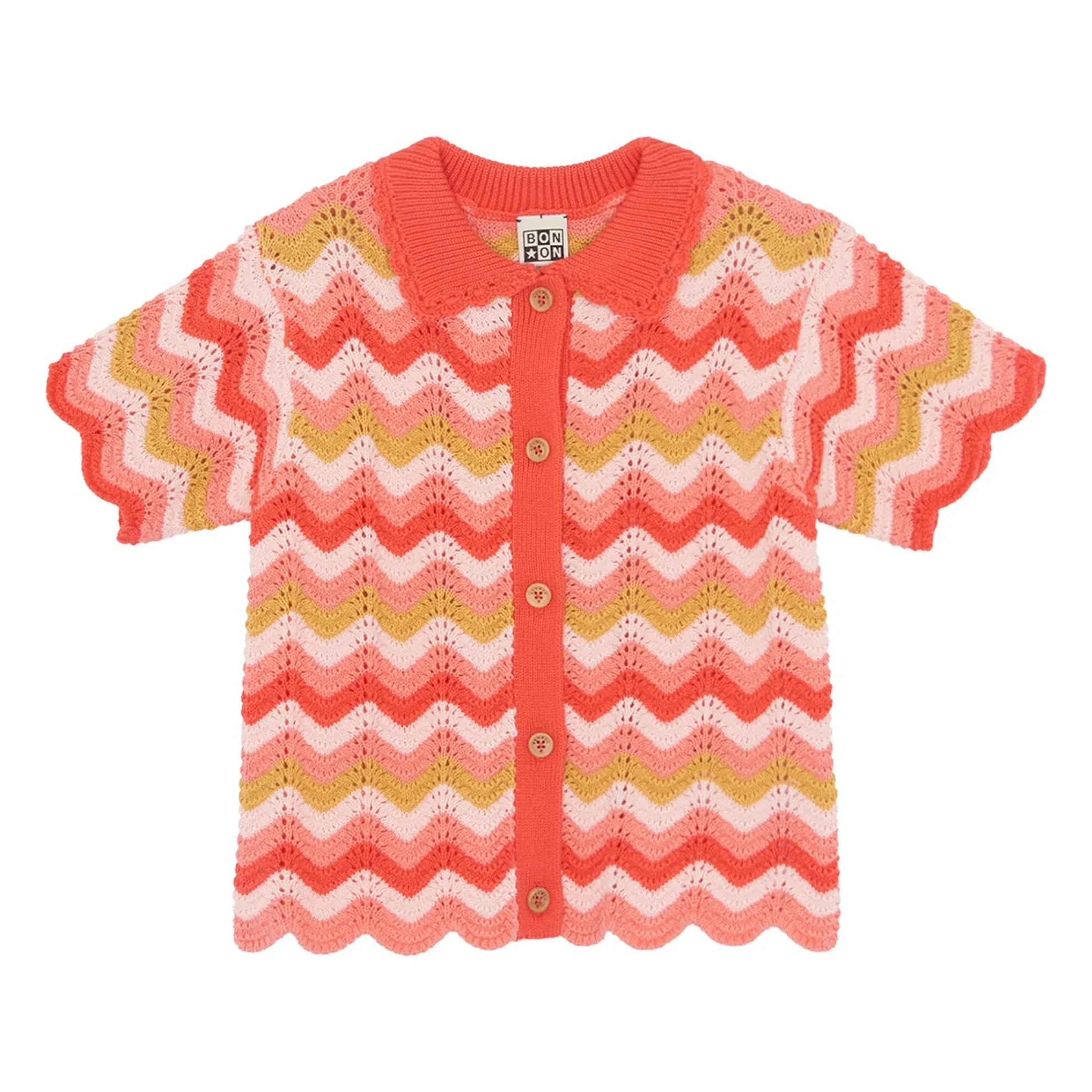 Bonton - Camisa de cuello de ganchillo Ninon | Coral