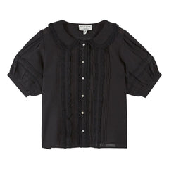 Emile et Ida - Blusa de algodón con encaje vintage | Negro