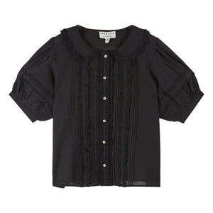 Emile et Ida - Blusa de algodón con encaje vintage | Negro