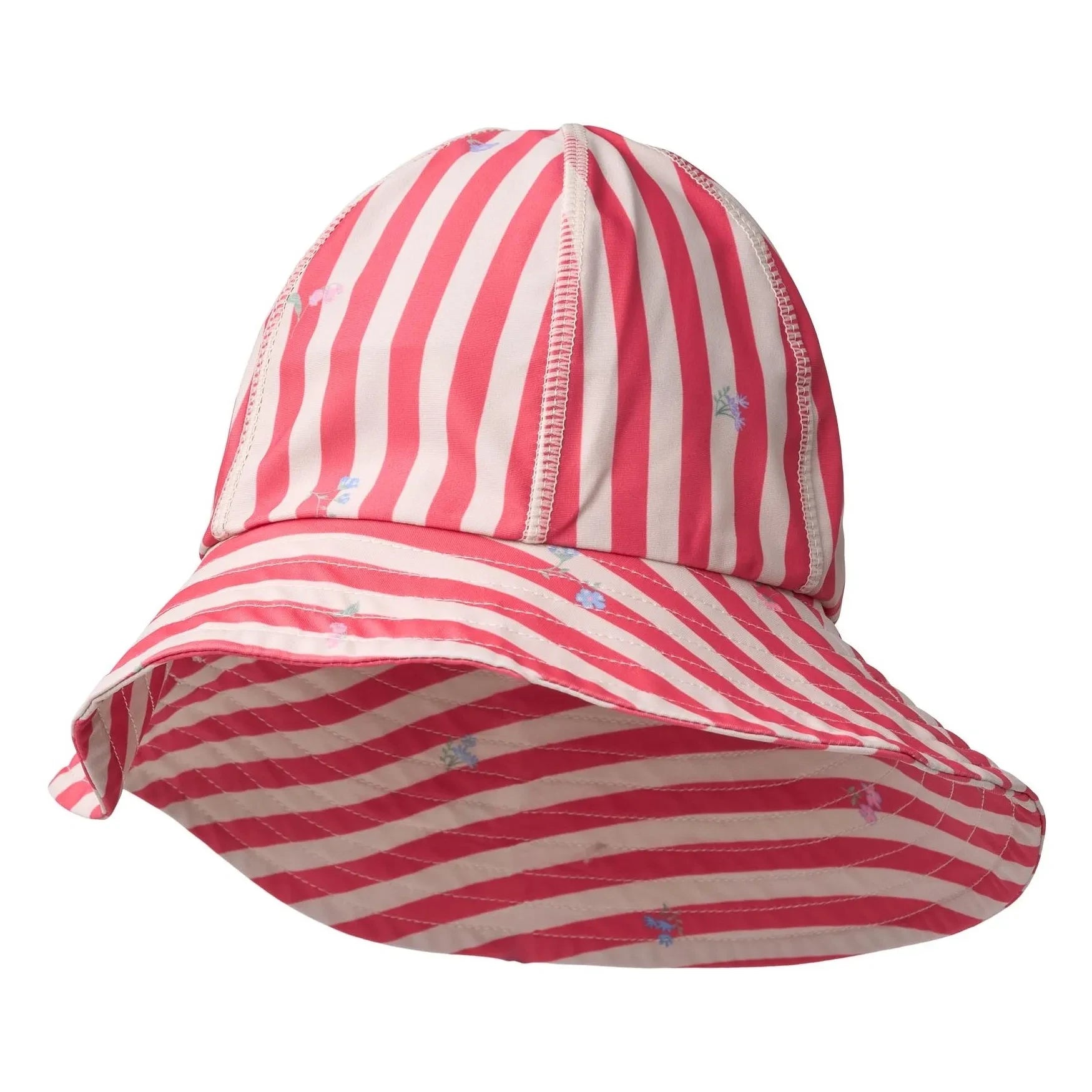 Trigo - Sombrero Bora de rayas con protección UV, fibras recicladas y flores | Rojo