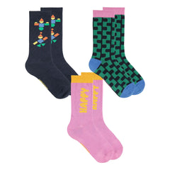Bobo Choses - Set de 3 Calcetines Felices de Algodón Orgánico | Rosa