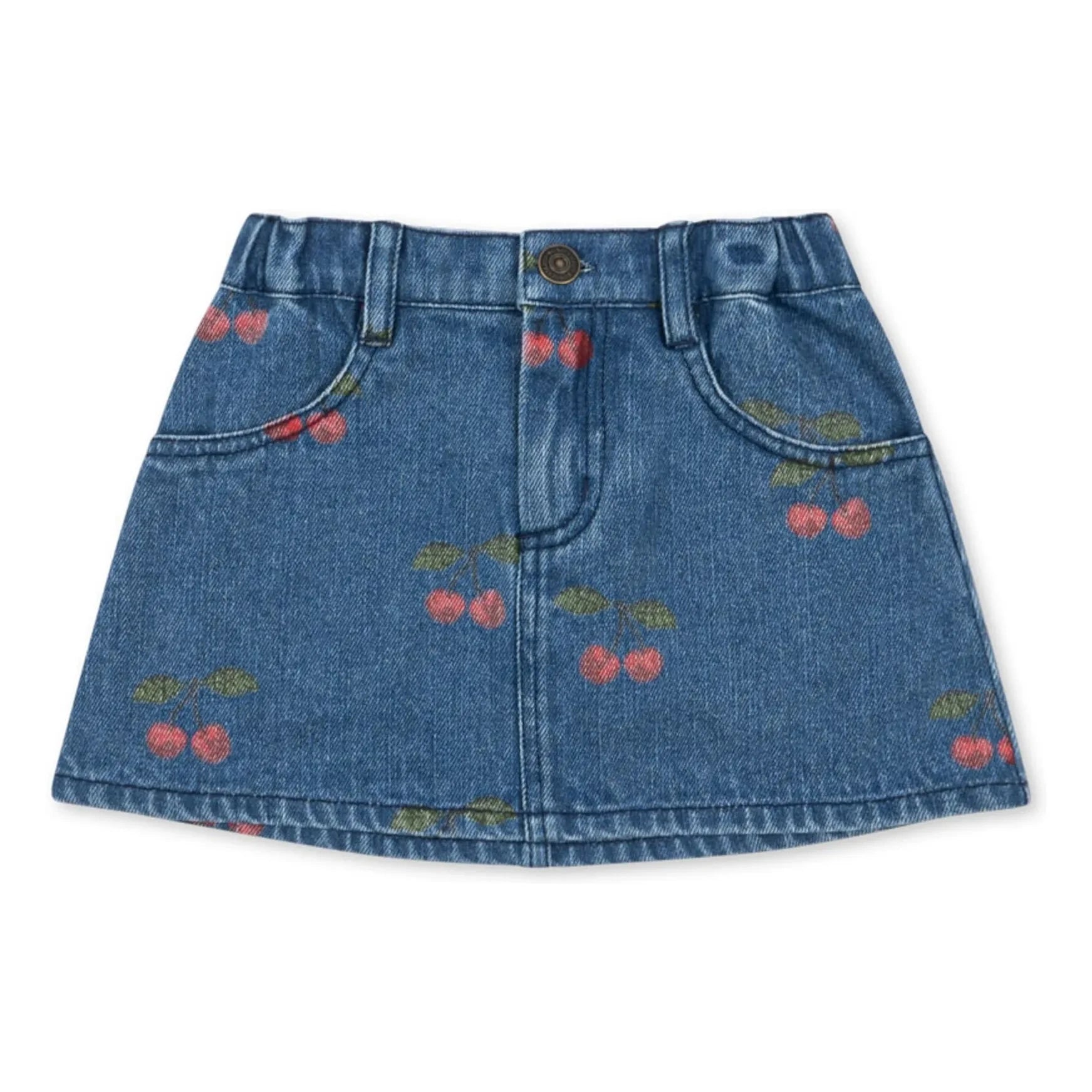 Konges Sløjd - Falda vaquera Magot Cerises de algodón orgánico | Azul