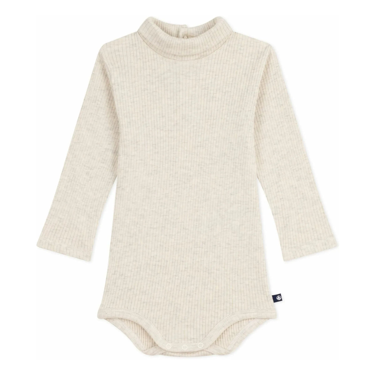 Petit Bateau - Body de canalé con cuello vuelto | Beige brezo