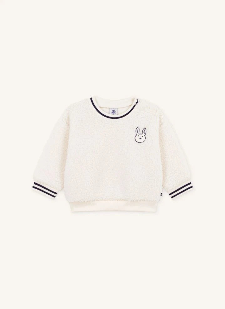 Petit Bateau - Jersey Sherpa con Conejo | Ecru